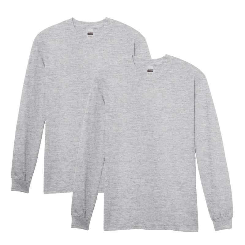 Gildan Men's Heavy Cotton Long Sleeve T-Shirt, Style G5400, 2-Pack, Sport Grey, Large - Image 1